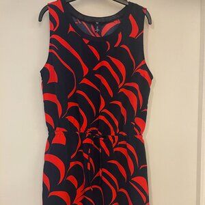 GAP Factory Red Navy Graphic Print Sleeveless Dress- Size Large